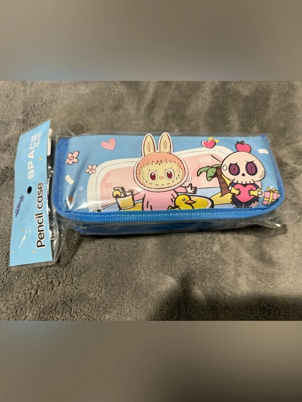 Kids Blue Cartoon Bath & Hair Pouch with Cute Characters